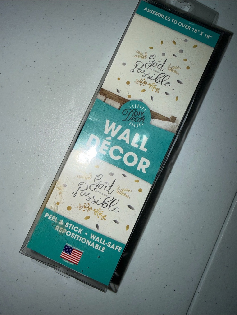Teal & Gold 'God Is Possible' Peel & Stick Wall Decor